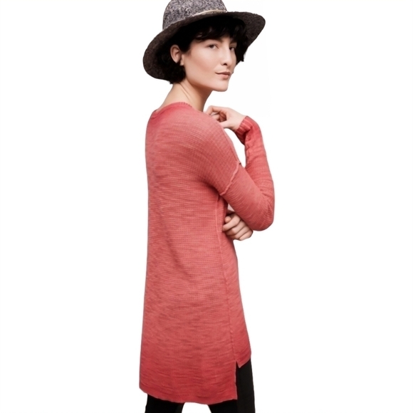 Anthropologie Moth Red Oversized Waffle Thermal Top Size XS - Picture 1 of 12